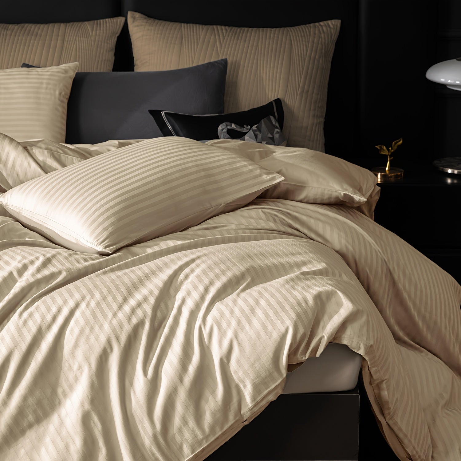 Satin Bettbezug 100% 300T – Weicher Atmungsaktiver Deckenbezug mit Streifenmuster für Schlafzimmer