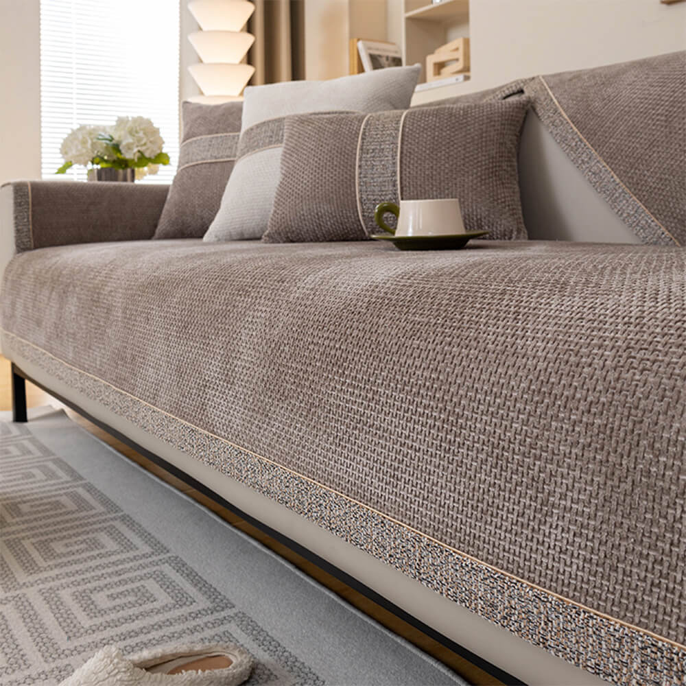 Chenille-Sofabezug 70x70 bis 110x180 cm – Rutschfester Möbelschutz mit passenden Kissenbezügen