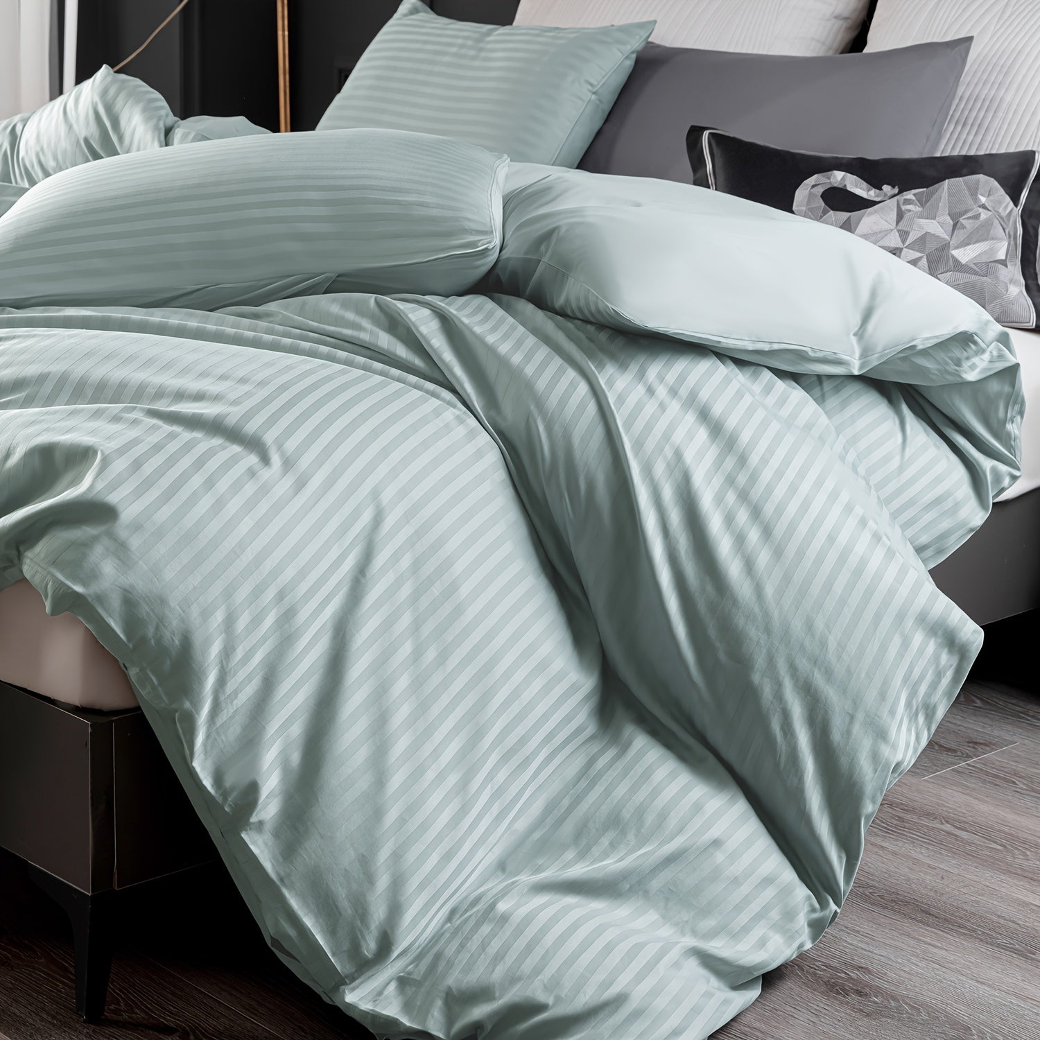 Satin Bettbezug 100% 300T – Weicher Atmungsaktiver Deckenbezug mit Streifenmuster für Schlafzimmer