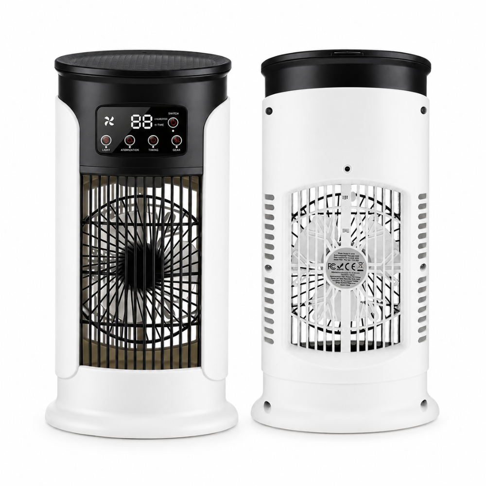 Mobiler Luftkühler 3 in 1 mit Sprühnebel USB Tischventilator LED Anzeige Timer für Büro Schlafzimmer