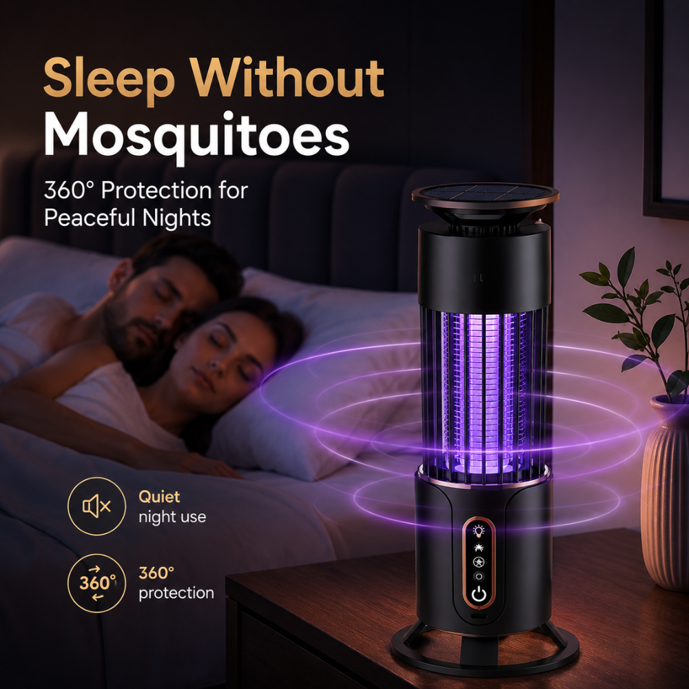 Wiederaufladbare Mückenlampe 2-in-1 – Elektrische UV Insektenfalle mit Nachtlicht für Camping, Balkon & Zuhause