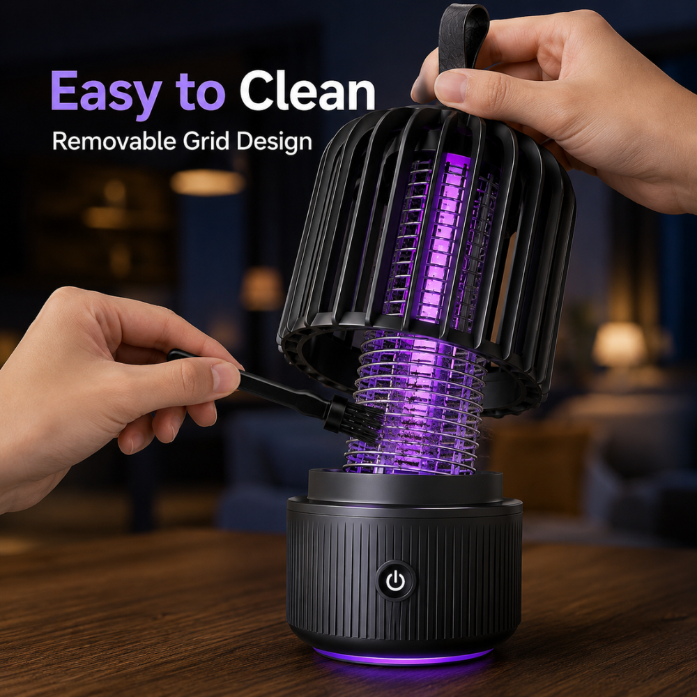 Wiederaufladbare Mückenlampe 2-in-1 – Elektrische UV Insektenfalle mit 1200mAh Akku für Zuhause, Terrasse & Camping