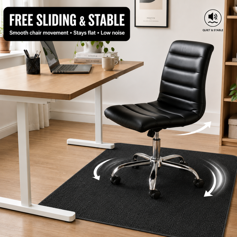 Rutschfeste Bürostuhlmatte aus strapazierfähigem Polyester | Bodenschutzmatte für Schreibtischstuhl und Homeoffice