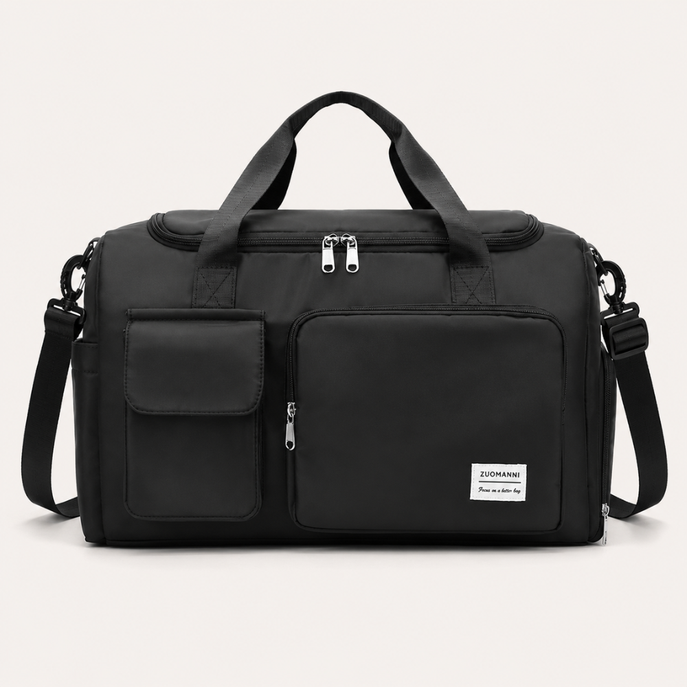 Große Reise- und Sporttasche mit Schuhfach | Faltbare Weekender-Tasche mit Schultergurt und mehreren Fächern