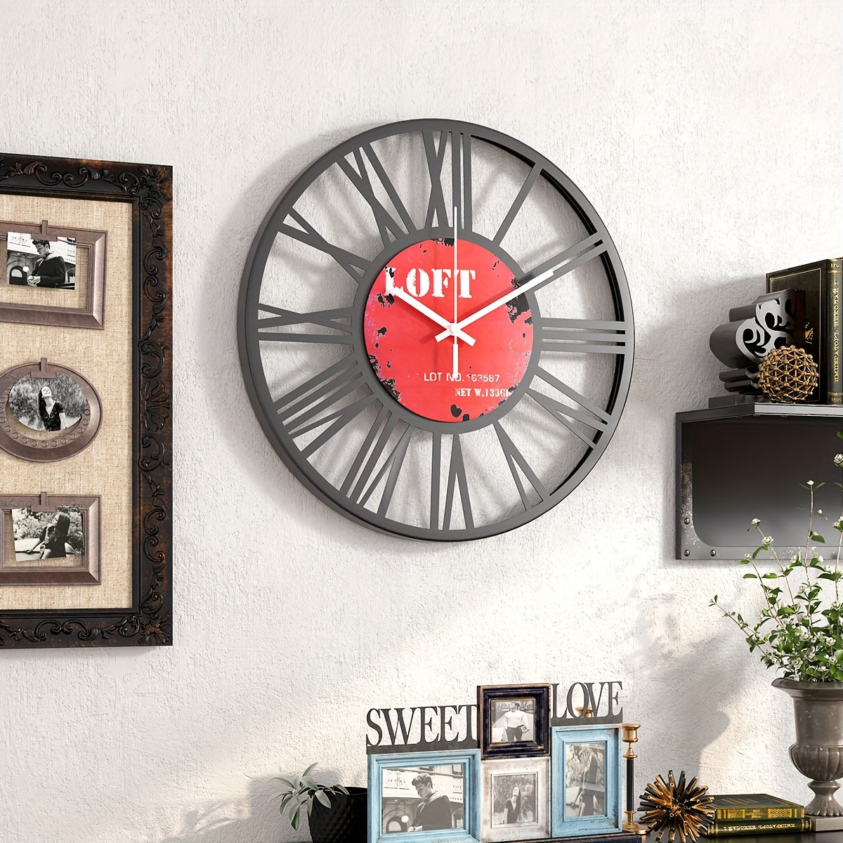 Vintage Wanduhr mit Römischen Zahlen – Geräuschlose Runde Dekouhr für Wohnzimmer, Schlafzimmer & Büro