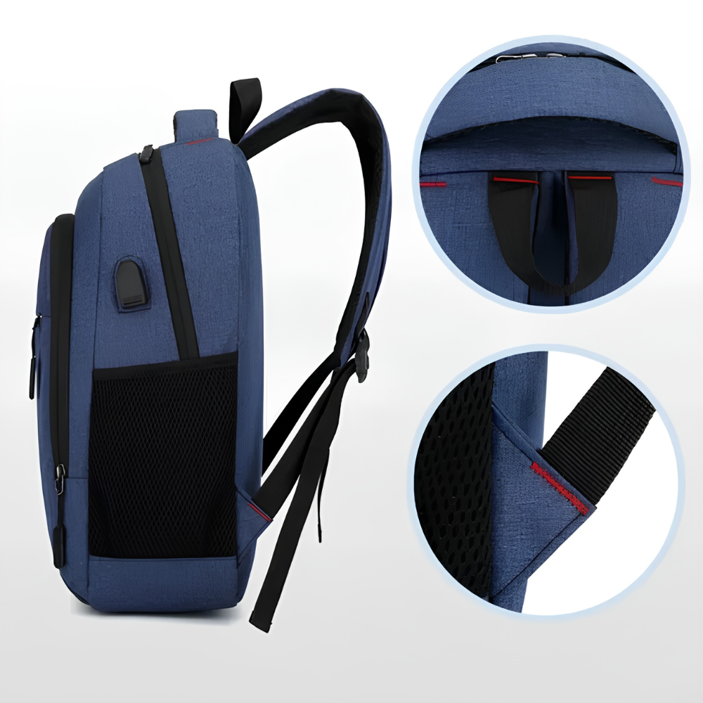 Wasserabweisender Laptop-Rucksack 44 × 30 × 13 cm – Schlanker Freizeitrucksack mit USB-Anschluss und Reflexstreifen