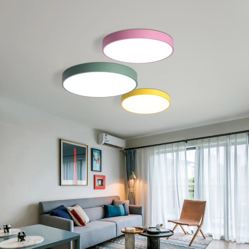 Flache Runde LED Deckenleuchte für Wohnzimmer & Schlafzimmer - Moderne Aufbauleuchte mit Modernem Design