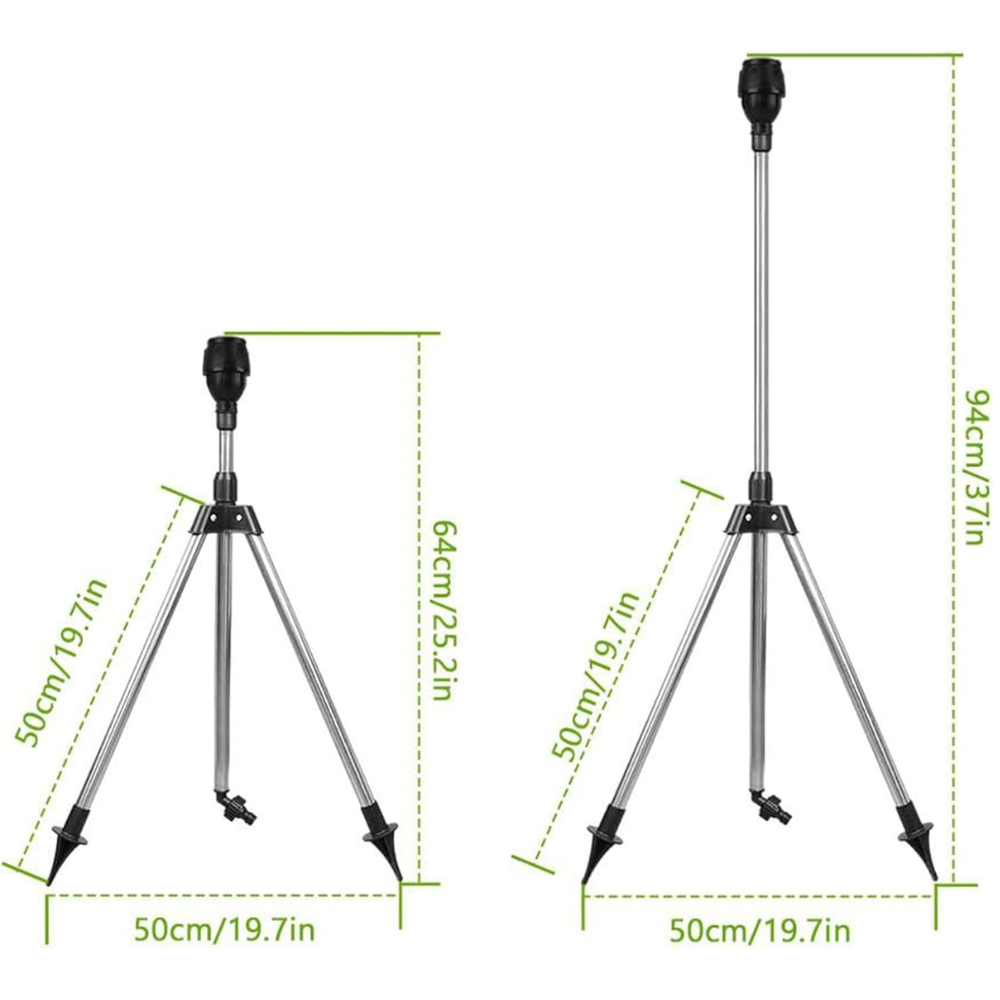 360° Gartensprinkler mit Stativ – Rotierender Rasensprenger mit teleskopischem Dreibein für Garten, Rasen & Bewässerung