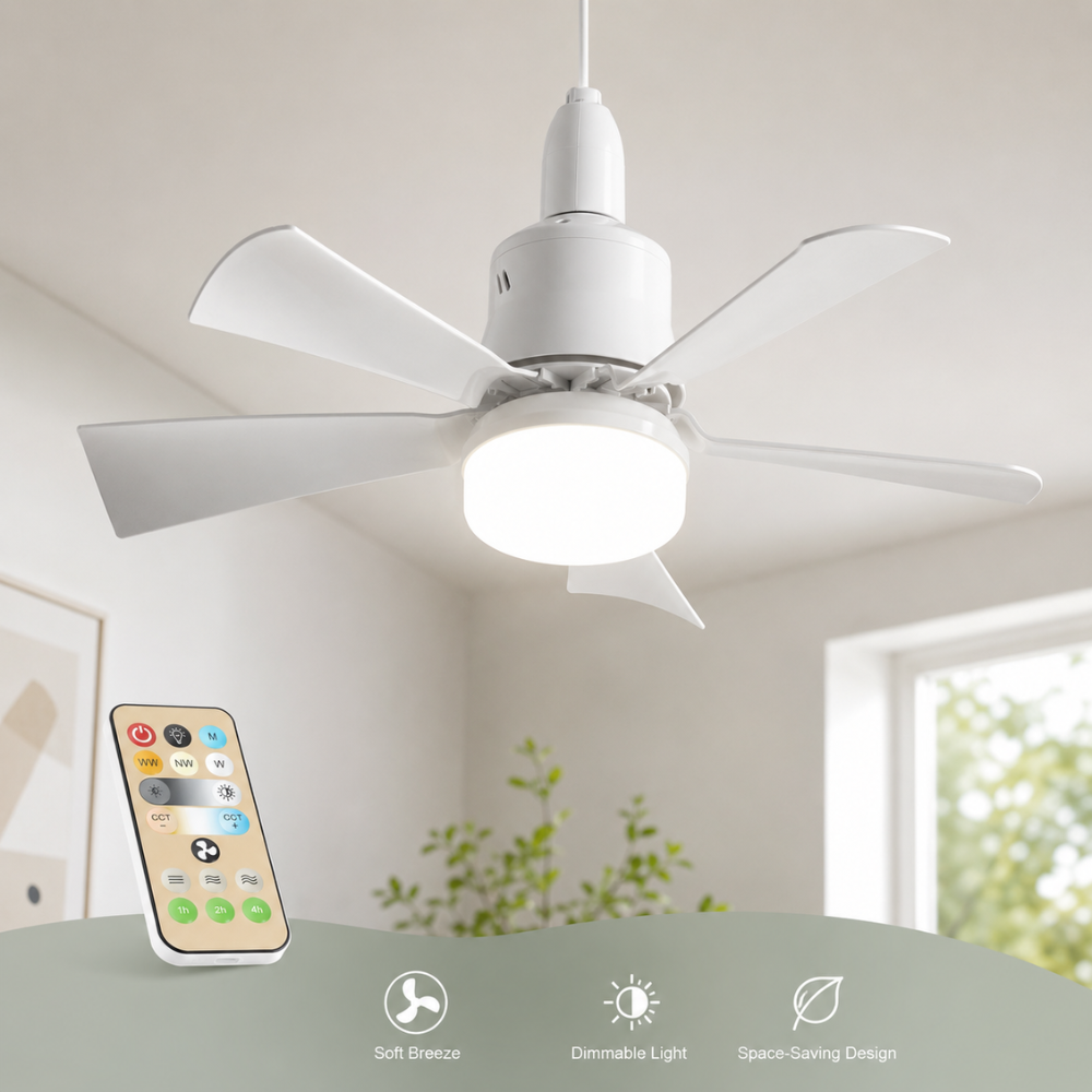 Deckenventilator mit Licht E27 LED Schraubfassung Fernbedienung 40W für Schlafzimmer Wohnzimmer