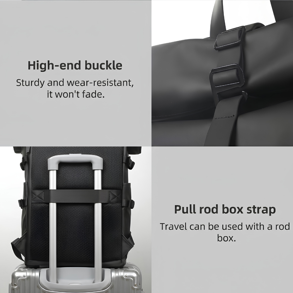 Wasserdichter Roll-Top Reiserucksack für Herren - Großer 15,6” Laptop Rucksack mit USB-Anschluß