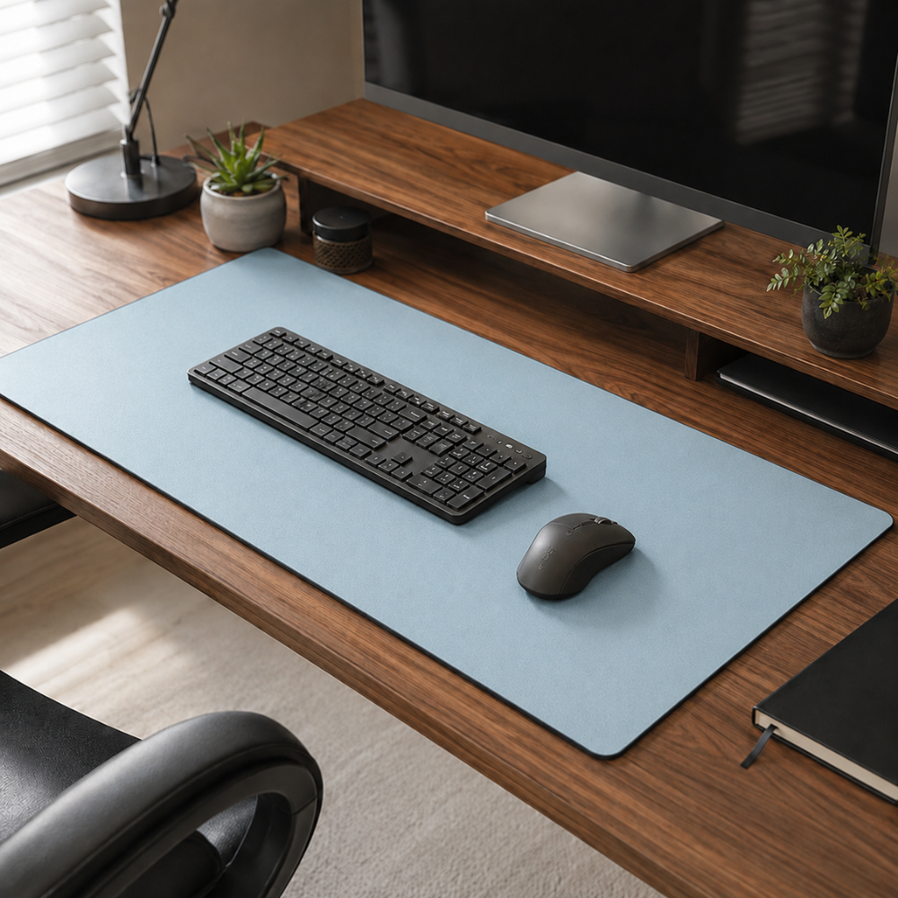 2er-Set Große Schreibtischunterlagen & Mauspads 90 × 40 cm – Minimalistische rutschfeste Deskmats mit genähtem Rand für Büro, Homeoffice & Gaming