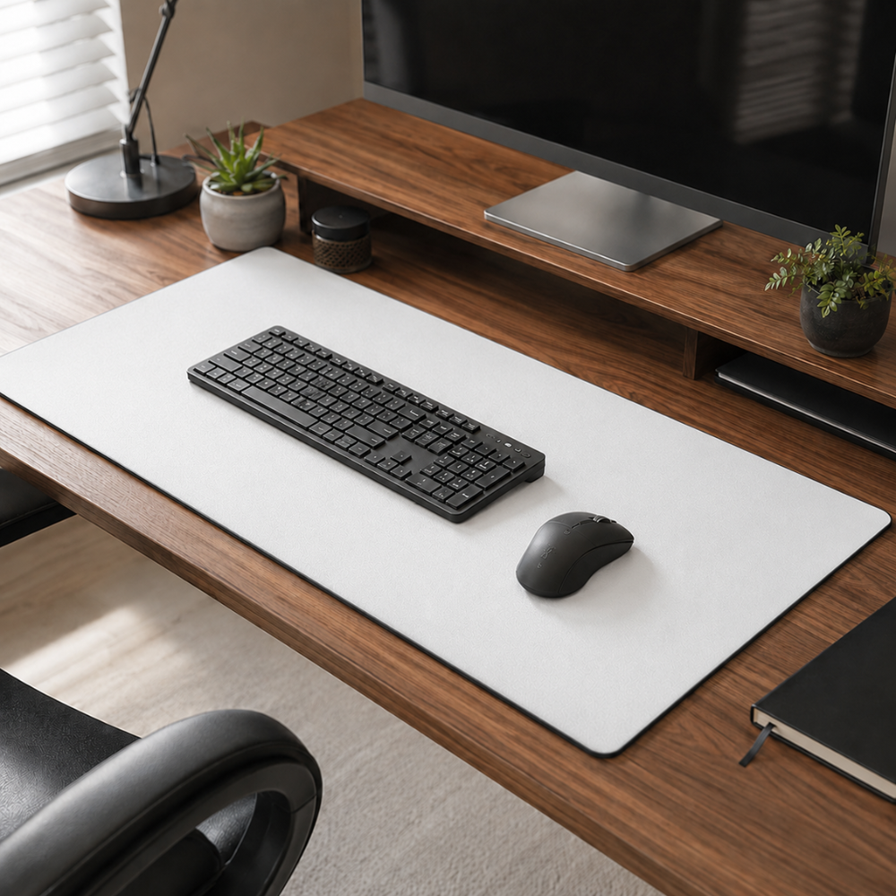 2er-Set Große Schreibtischunterlagen & Mauspads 90 × 40 cm – Minimalistische rutschfeste Deskmats mit genähtem Rand für Büro, Homeoffice & Gaming