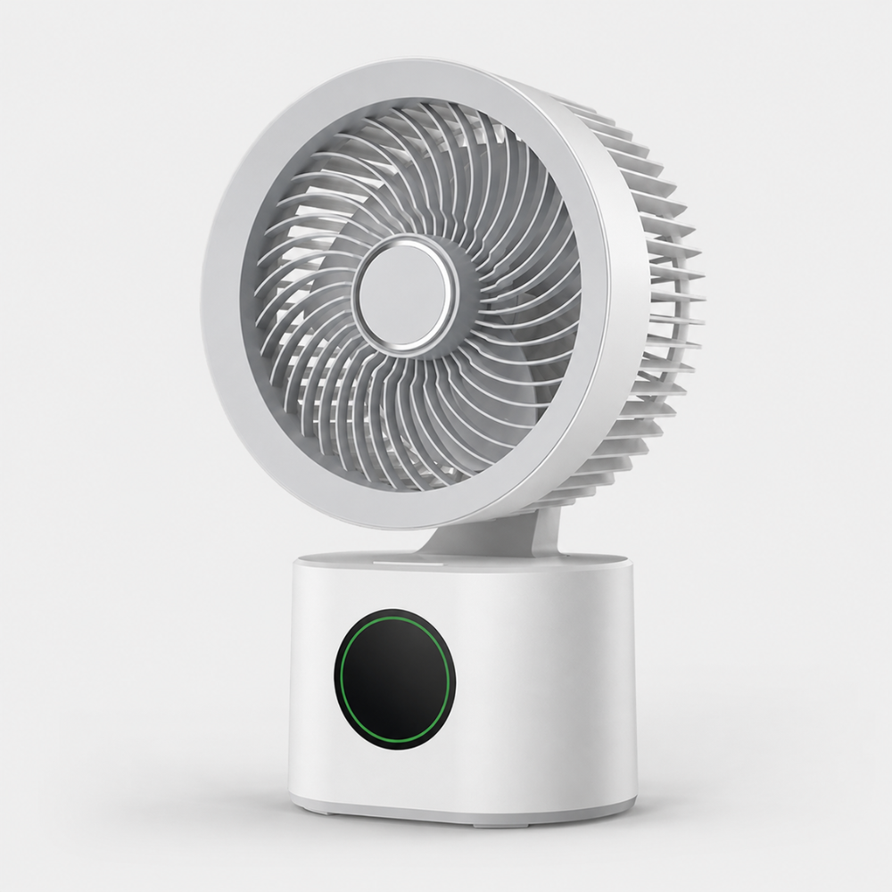 Tragbarer USB Wandventilator mit Akku Fernbedienung Sprachsteuerung 3 Geschwindigkeiten Nachtlicht ABS