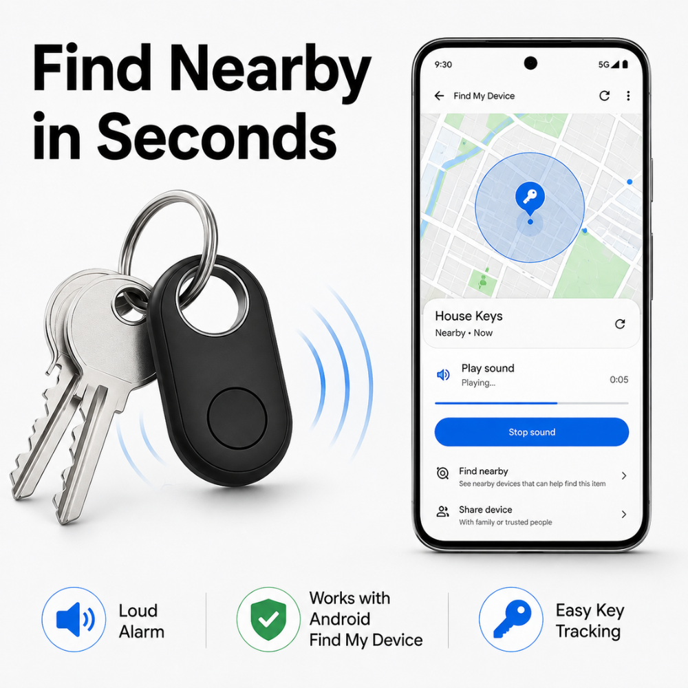 Bluetooth-Tracker für iPhone & Android – Smart Tag mit Apple Wo ist? & Google Find My Device für Schlüssel, Tasche & Gepäck