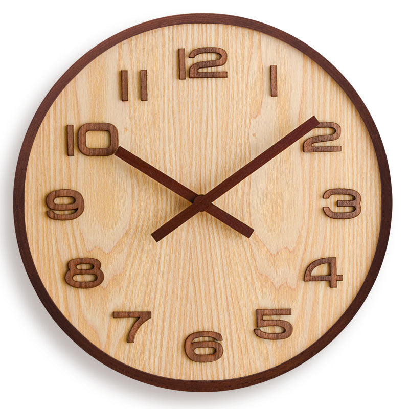 Wandklok Holzoptik Rund – Minimalistische Wanduhr im Walnuss Design für Wohnzimmer, Küche & Büro