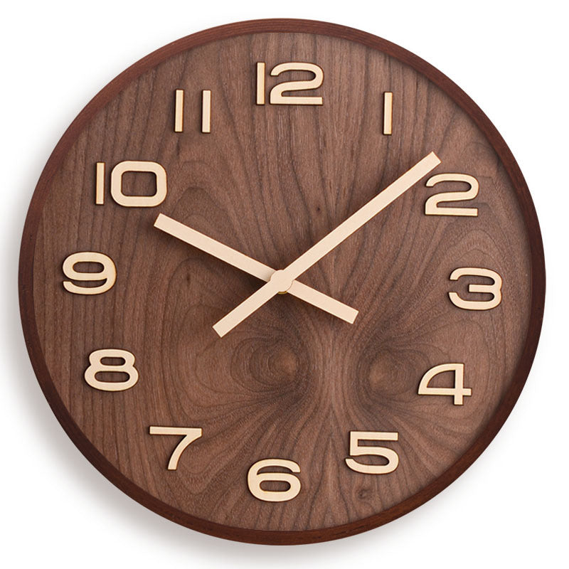 Wandklok Holzoptik Rund – Minimalistische Wanduhr im Walnuss Design für Wohnzimmer, Küche & Büro