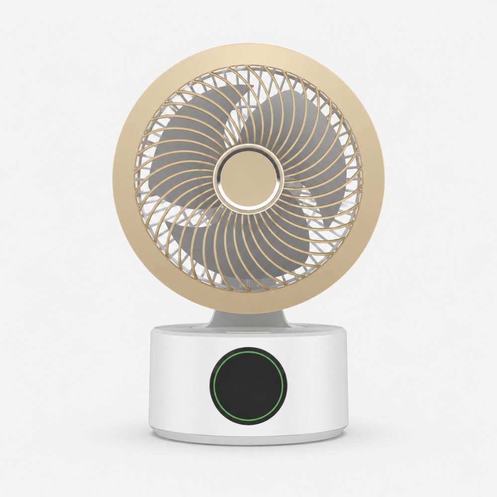 Tragbarer USB Wandventilator mit Akku Fernbedienung Sprachsteuerung 3 Geschwindigkeiten Nachtlicht ABS
