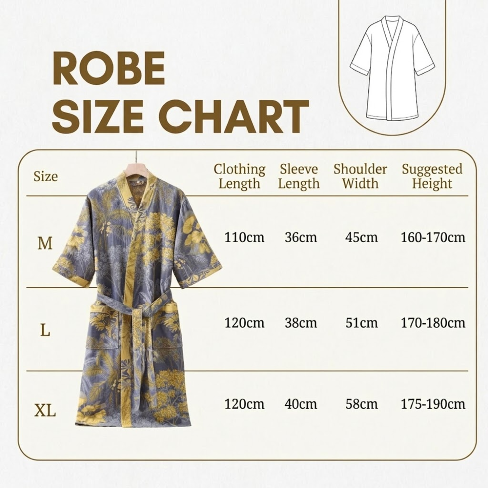 Baumwoll-Gaze Kimono Bademantel - Leichter Morgenmantel & Loungewear für Damen & Herren