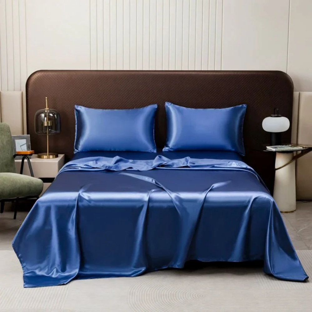 Leichtes Satin Bettwäsche-Set - Seidenweiche Laken mit Kissenbezügen für Schlafzimmer