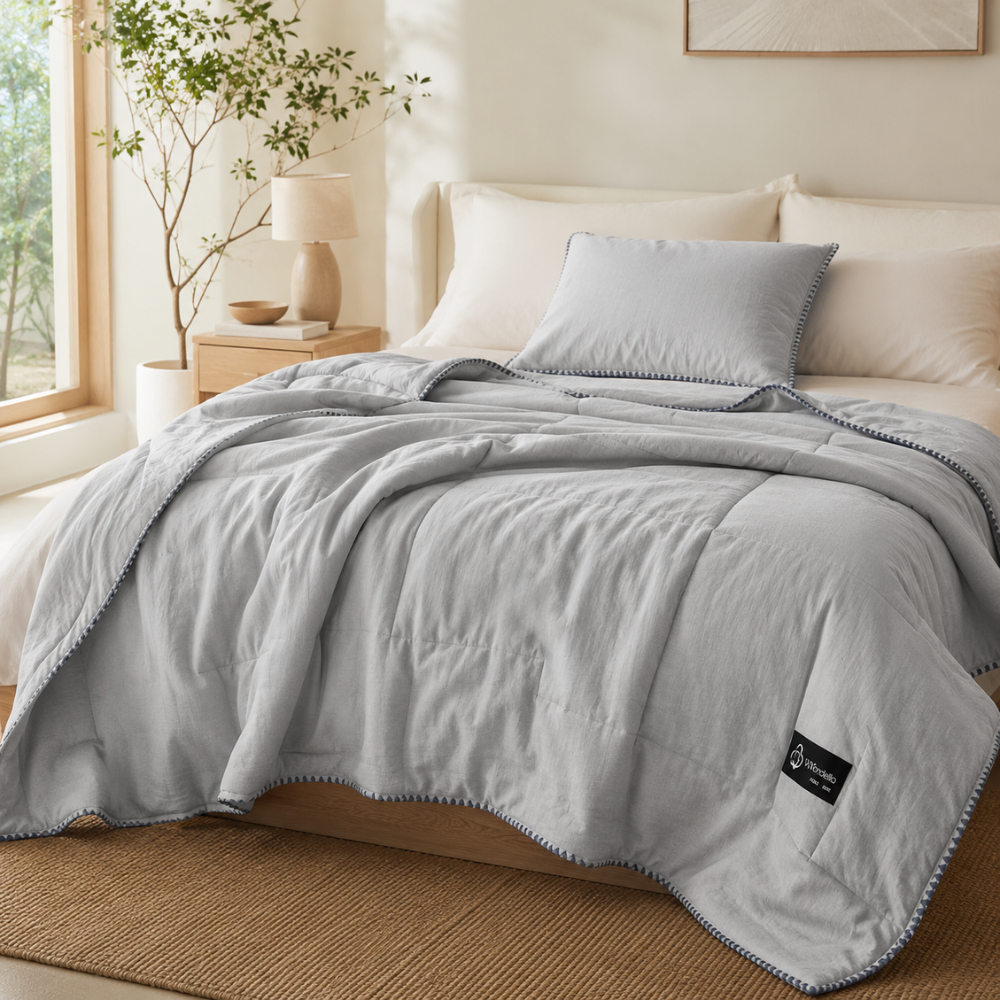 Leichte Sommerdecke – Atmungsaktive gesteppte Bettdecke, weiche Schlafdecke für Schlafzimmer, Sofa & Gästezimmer