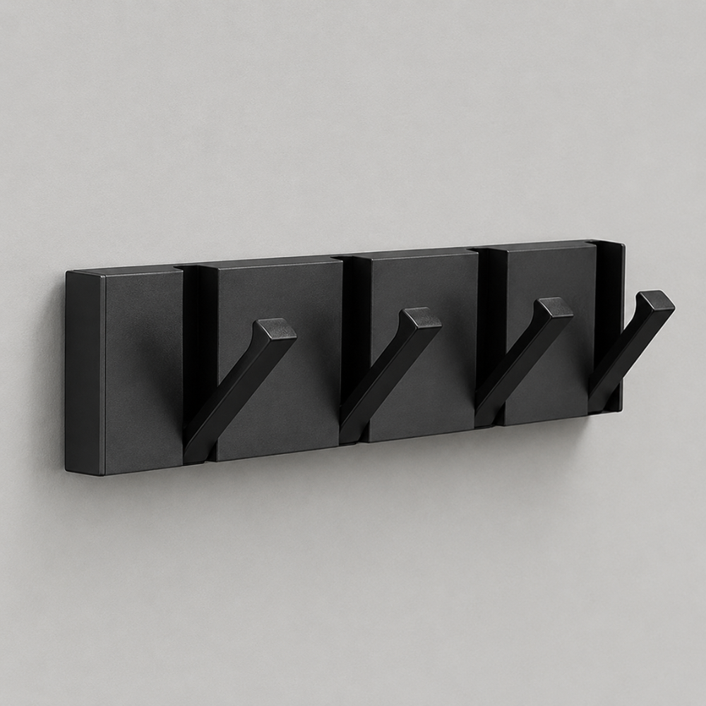 Klappbare Wandgarderobe aus Edelstahl 5 Haken Schwarz Gold für Flur Bad Küche und Eingang