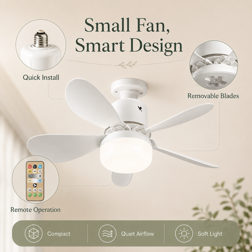 Deckenventilator mit Licht E27 LED Schraubfassung Fernbedienung 40W für Schlafzimmer Wohnzimmer
