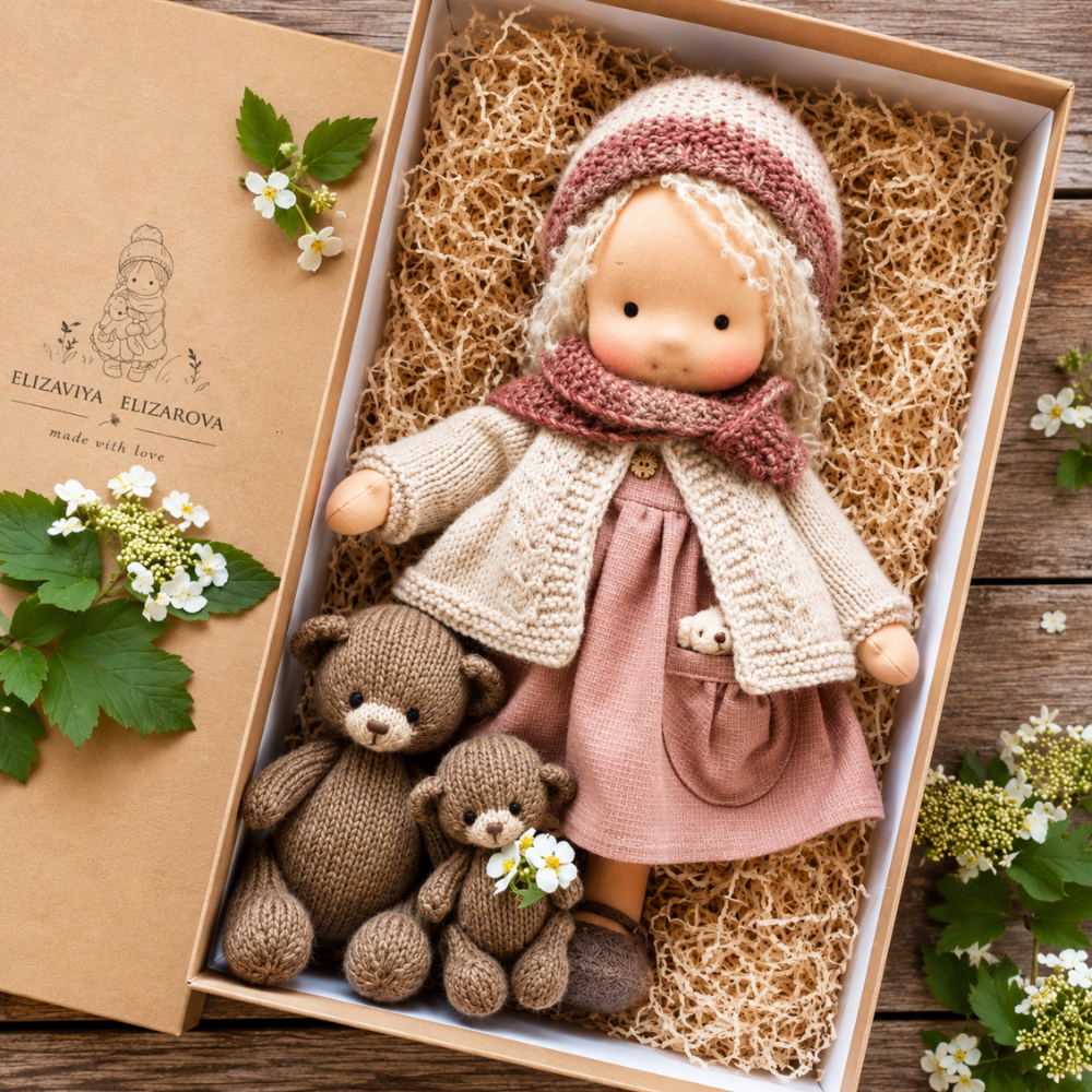 Waldorf-inspirierte Stoffpuppe 30 cm für Kinder Weiche Ragdoll Kuschelpuppe zum Spielen und Dekorieren