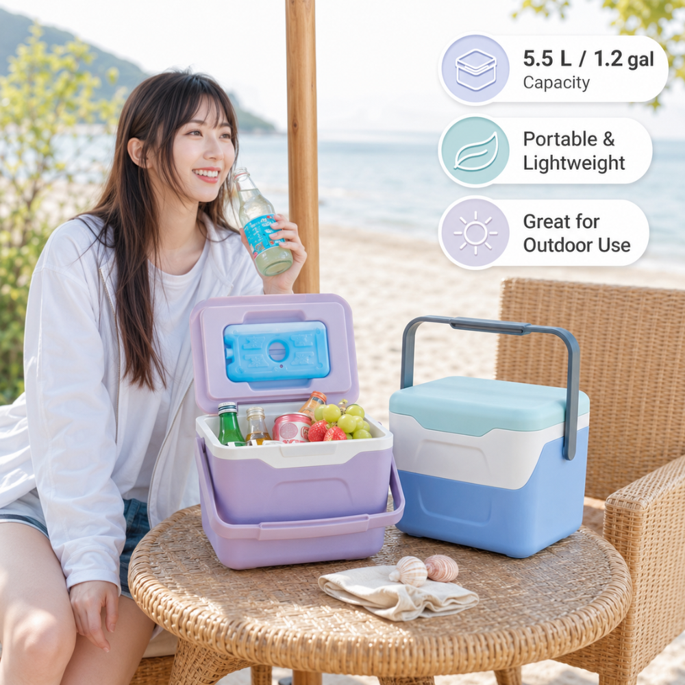 Tragbare 5,5L Mini-Kühlbox | Leichte Outdoor-Kühlbox mit Kühlakku für Camping, Picknick & Auto