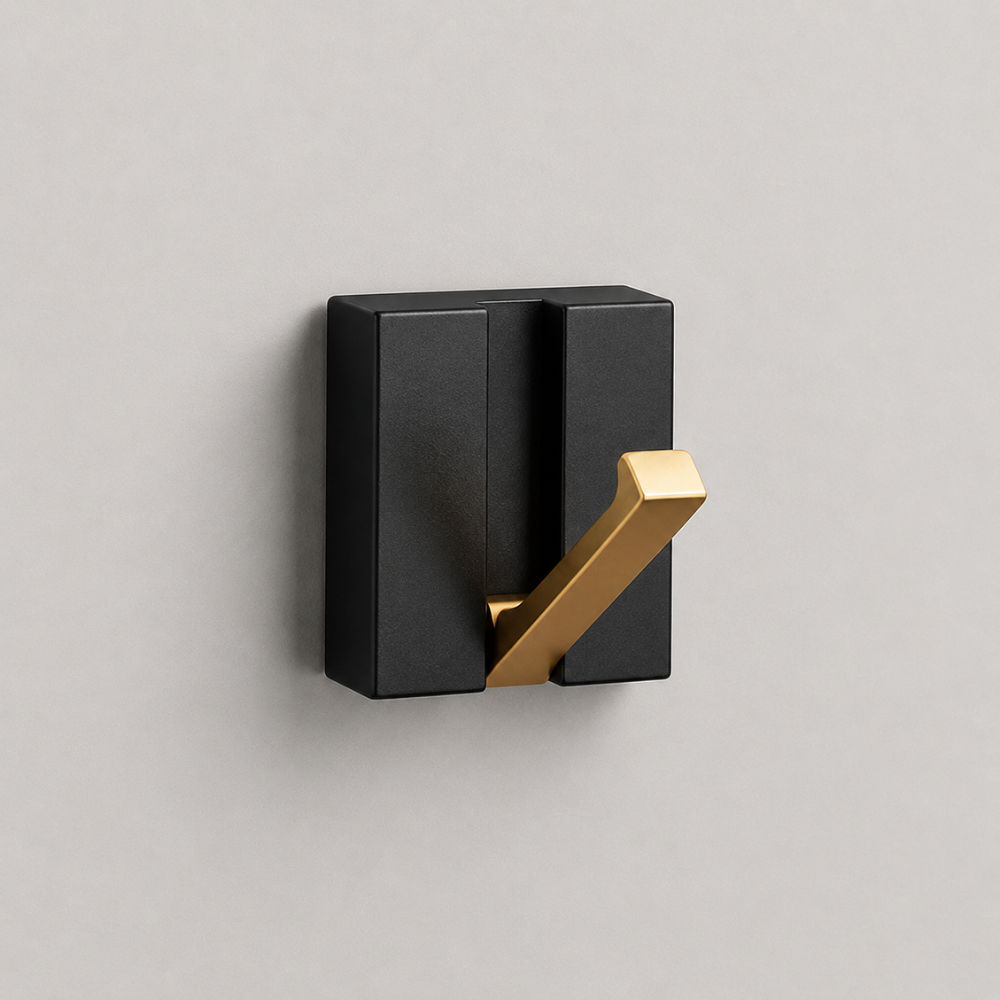 Klappbare Wandgarderobe aus Edelstahl 5 Haken Schwarz Gold für Flur Bad Küche und Eingang