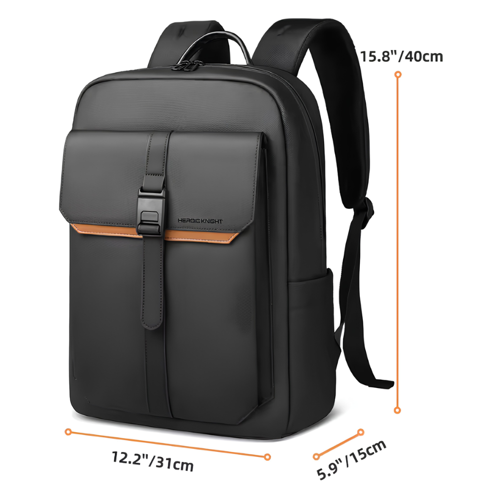 Eleganter Business Laptop Rucksack für Herren - Wasserdichter 15,6” Tagesrucksack mit Klappe