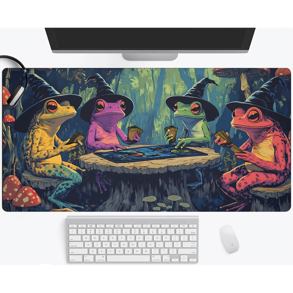 Großes Gaming Mauspad 30 × 60 cm mit Fantasy-Tiermotiv | Rutschfeste Gummi-Schreibtischunterlage mit genähtem Rand