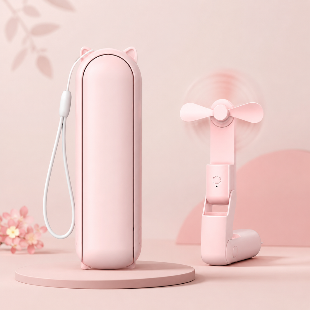 Kompakter faltbarer Handventilator – USB-Mini-Ventilator mit 3 Geschwindigkeitsstufen für Reisen, Büro und Make-up