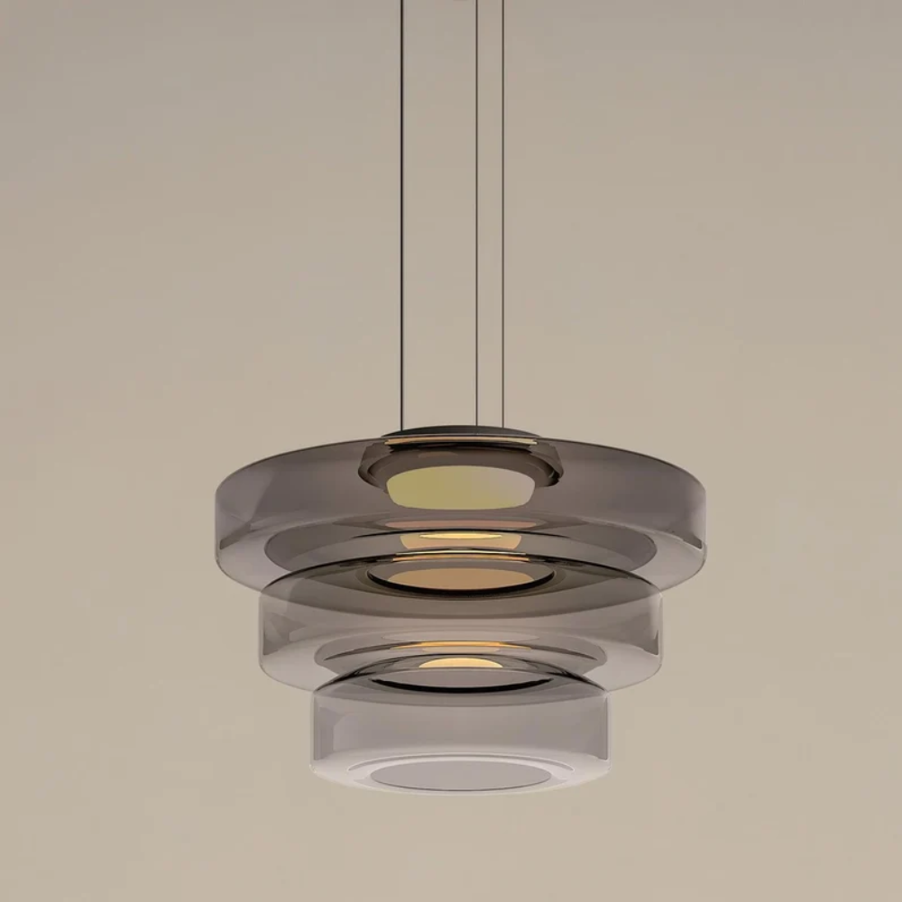 Skandinavische Hängeleuchte Rauchglas - Minimalistische LED Pendellampe Höhenverstellbar