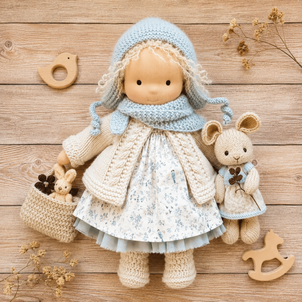 Waldorf-inspirierte Stoffpuppe 30 cm für Kinder Weiche Ragdoll Kuschelpuppe zum Spielen und Dekorieren