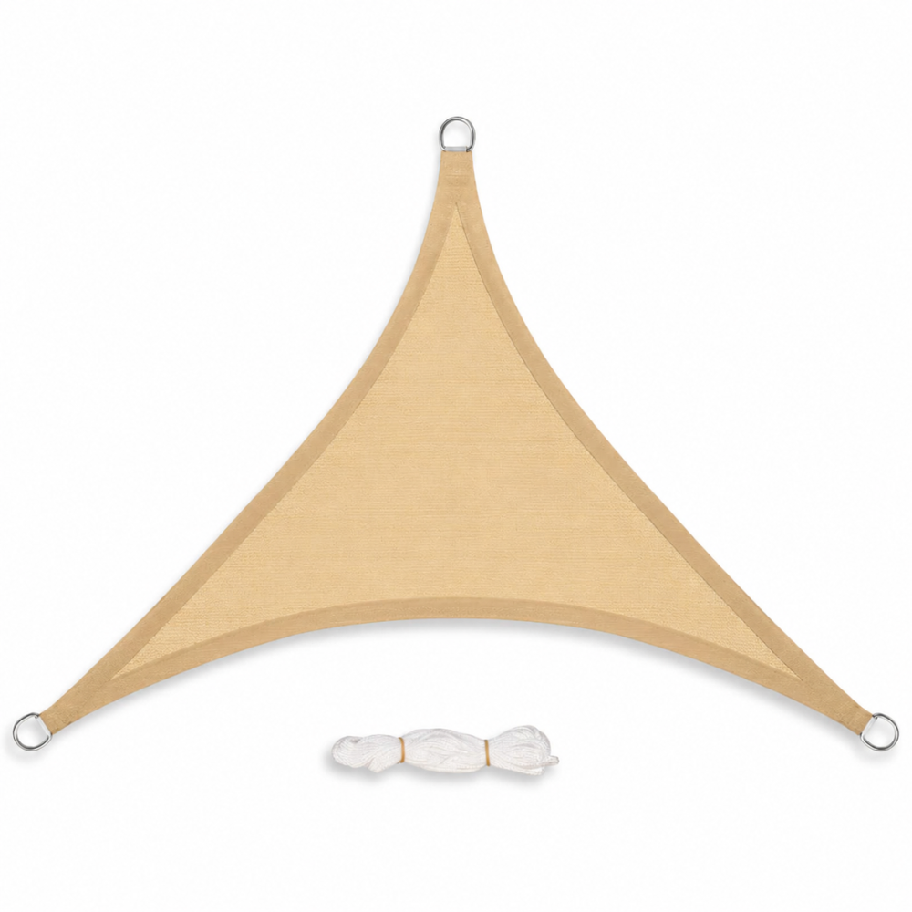 Sonnensegel Dreieckig HDPE Atmungsaktiv - UV-Schutz 50+, 180 g/m² Creme - Garten & Terrasse
