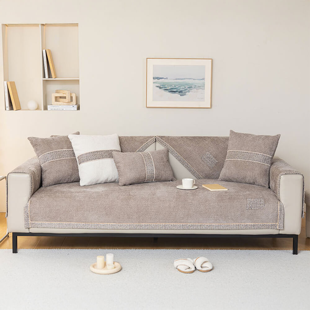 Chenille-Sofabezug 70x70 bis 110x180 cm – Rutschfester Möbelschutz mit passenden Kissenbezügen