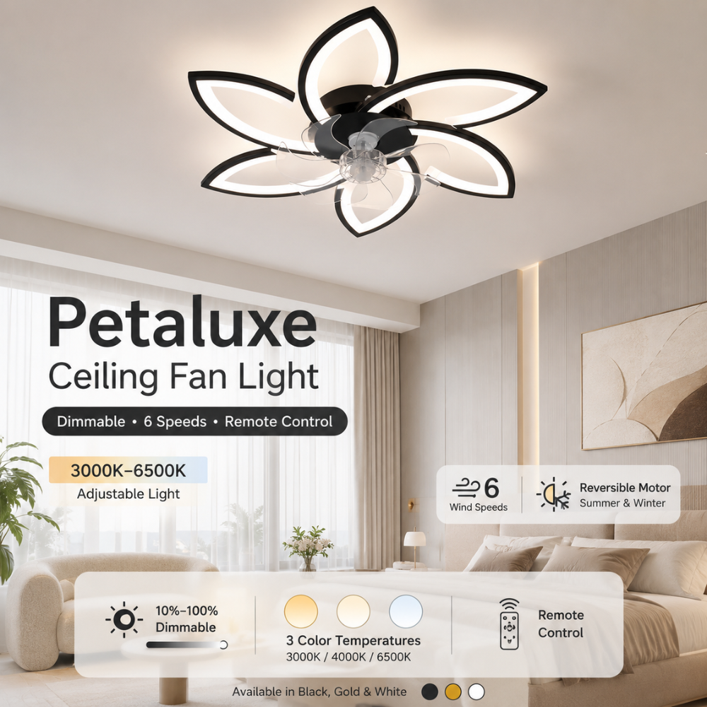 Deckenventilator mit LED Licht Blumenform Fernbedienung Dimmbar 6 Geschwindigkeiten 3000K 6500K