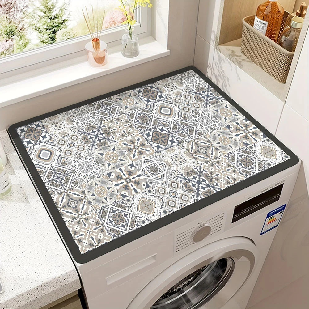Waschmaschinen Abdeckung mit Retro Mosaik Muster – Schutzmatte für Waschmaschine, Küche & Waschküche