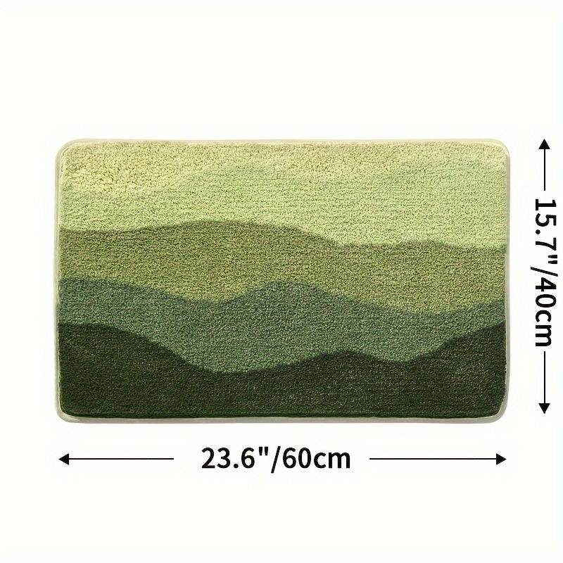 Badezimmerteppich Rutschfest & Saugstark – Extra Weiche Badematte im Berglandschaft Design für Dusche, Badewanne & Waschbecken