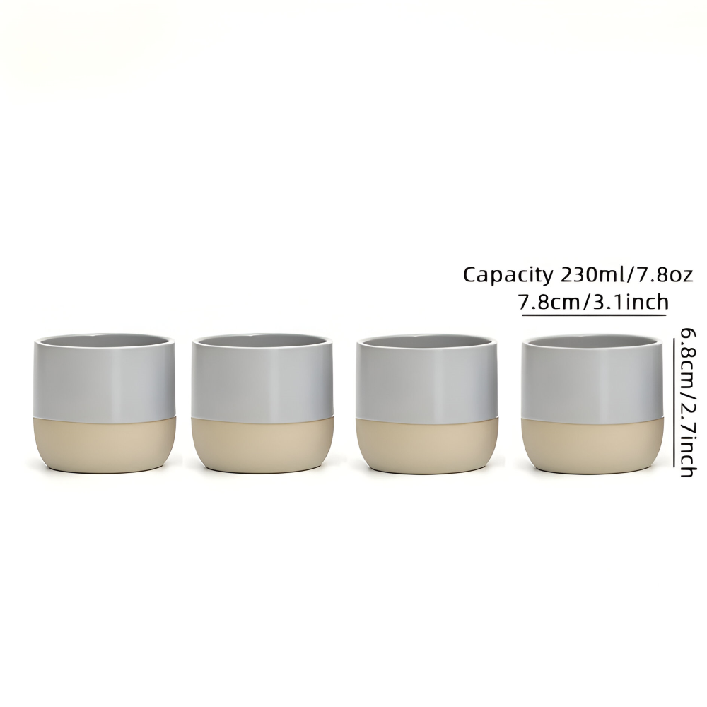 Keramik Kaffeetassen Set (230ml) – 4er Set Becher für Kaffee & Tee