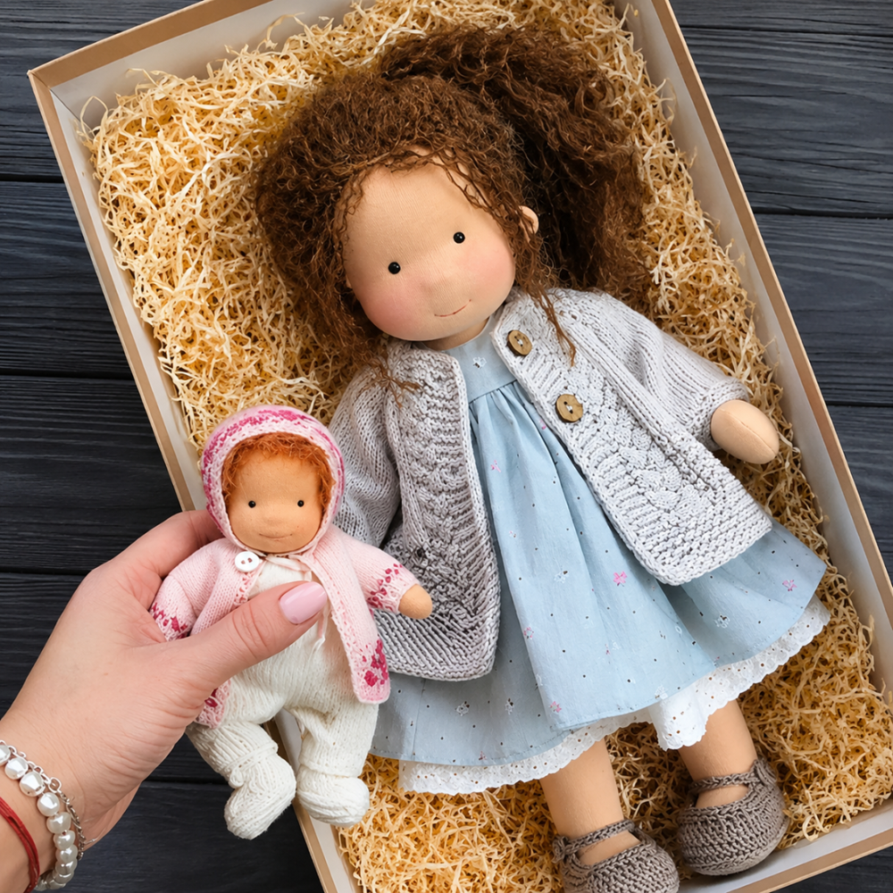 Waldorf-inspirierte Stoffpuppe 30 cm für Kinder Weiche Ragdoll Kuschelpuppe zum Spielen und Dekorieren