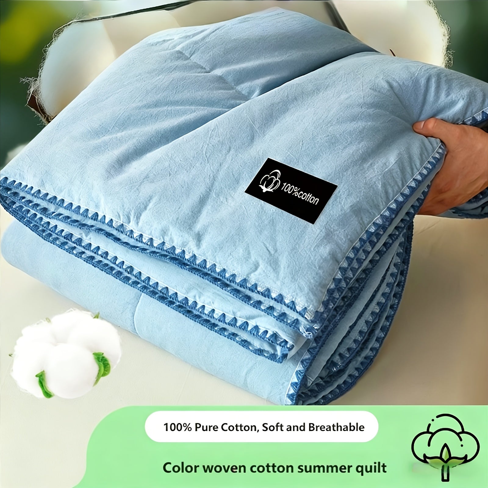 Leichte Sommerdecke – Atmungsaktive gesteppte Bettdecke, weiche Schlafdecke für Schlafzimmer, Sofa & Gästezimmer