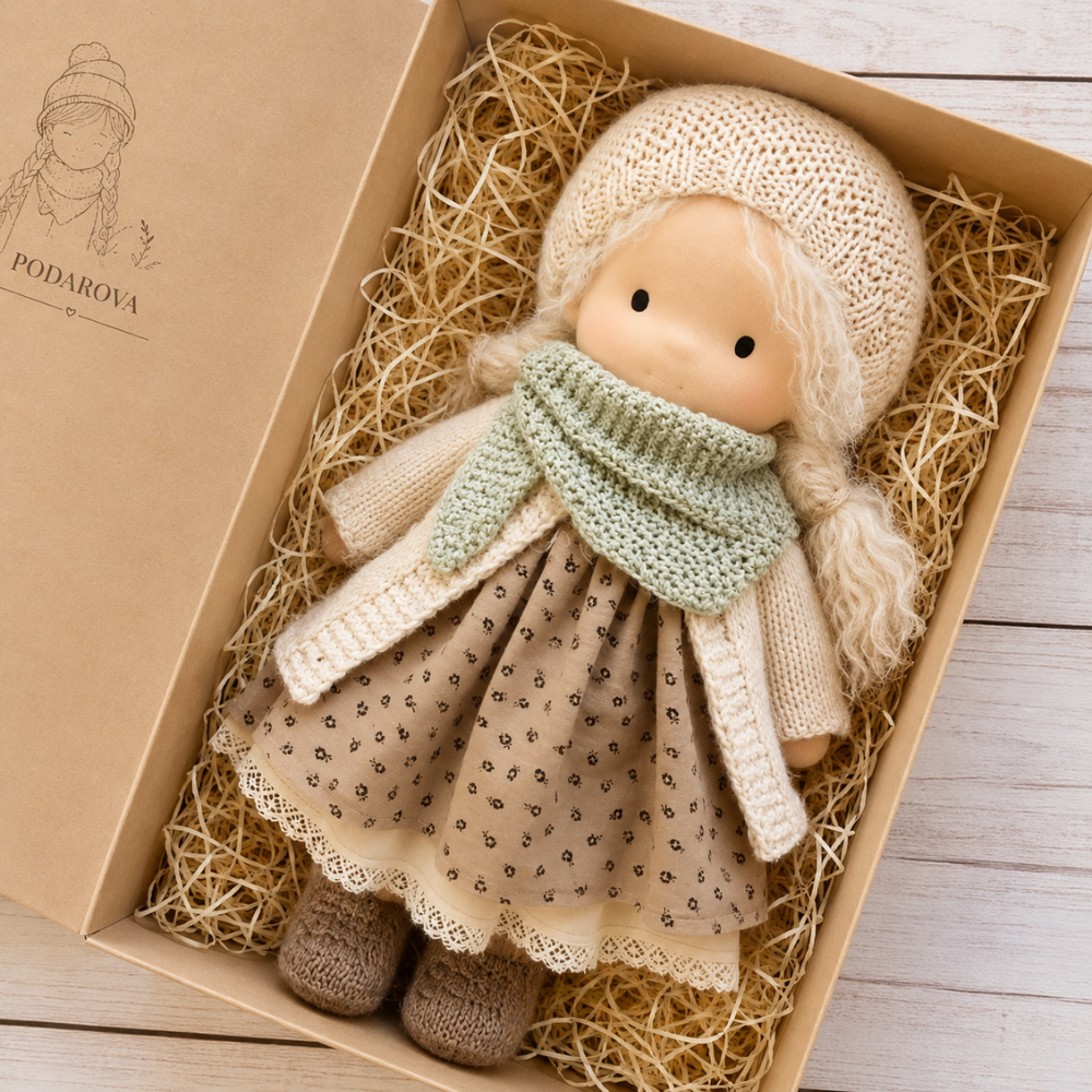 Waldorf-inspirierte Stoffpuppe 30 cm für Kinder Weiche Ragdoll Kuschelpuppe zum Spielen und Dekorieren