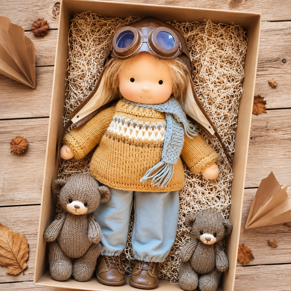 Waldorf-inspirierte Stoffpuppe 30 cm für Kinder Weiche Ragdoll Kuschelpuppe zum Spielen und Dekorieren