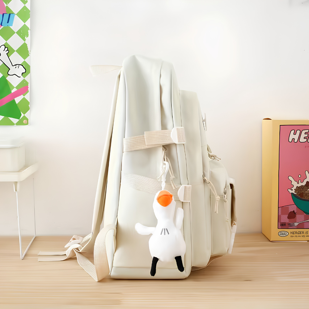 Teenager-Schulrucksack-Set 5-teilig 40 × 30 × 13 cm – Großer Studentenrucksack mit Tragetasche, Mäppchen & Beuteln für Schule, Freizeit & Alltag