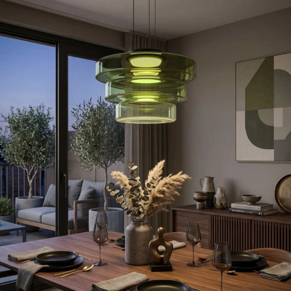 Skandinavische Hängeleuchte Rauchglas - Minimalistische LED Pendellampe Höhenverstellbar
