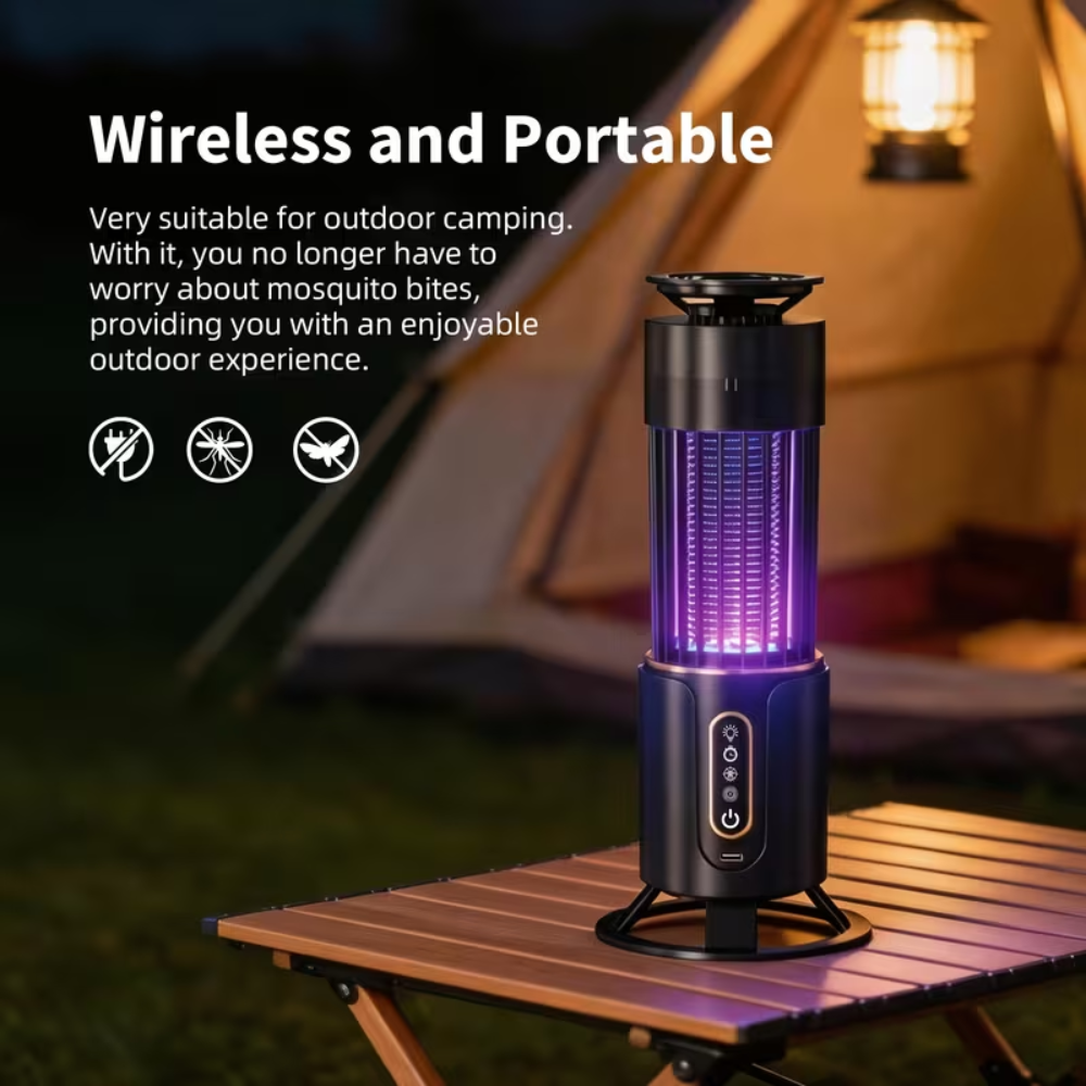 Wiederaufladbare Mückenlampe 2-in-1 – Elektrische UV Insektenfalle mit Nachtlicht für Camping, Balkon & Zuhause