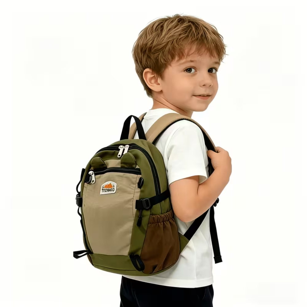 Kinder-Rucksack mit zweifarbigem Design – Leichter Kindergartenrucksack aus Polyester für 3–6 Jahre
