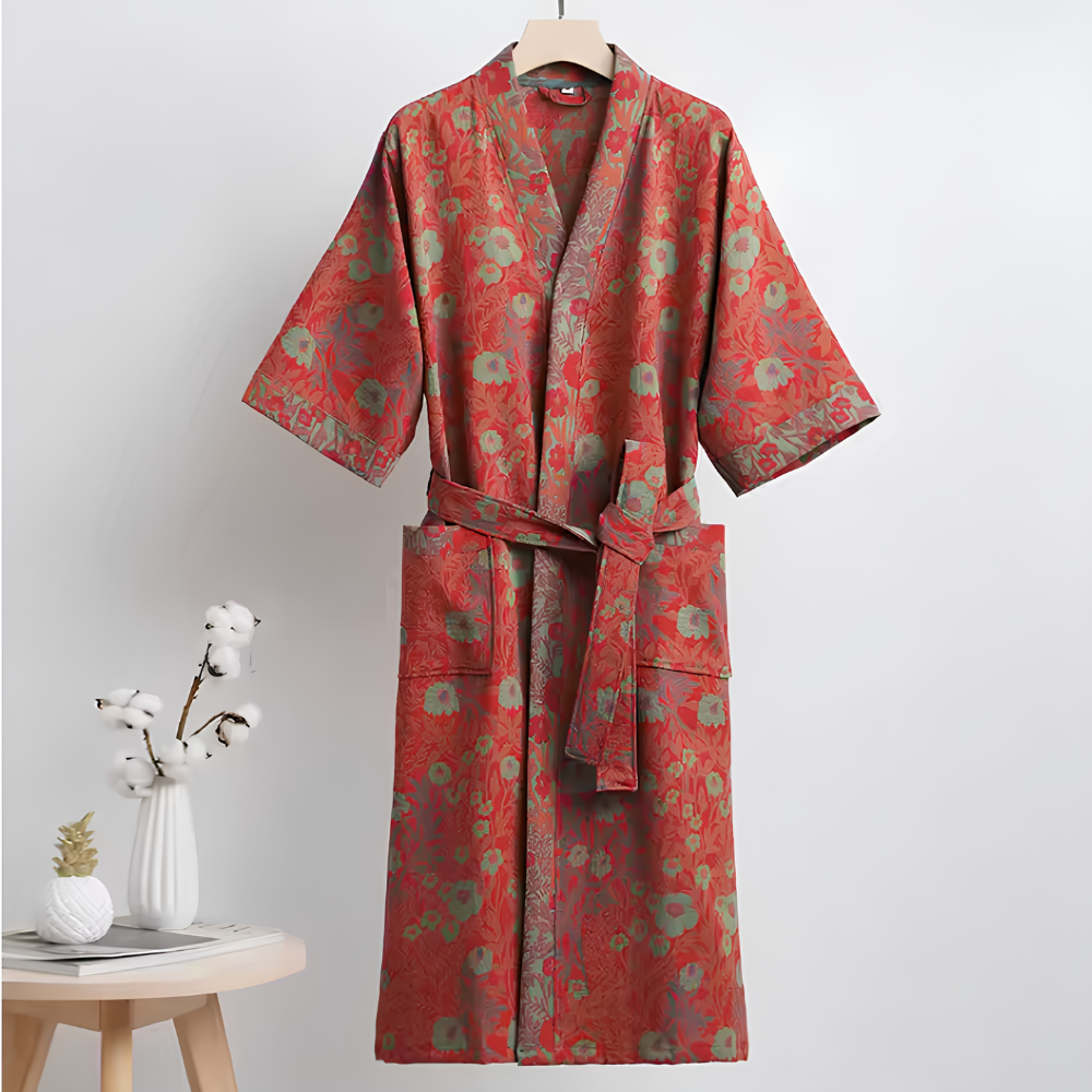 Retro Kimono Bademantel aus Baumwolle - Luftiger Morgenmantel & Loungewear für Damen & Herren