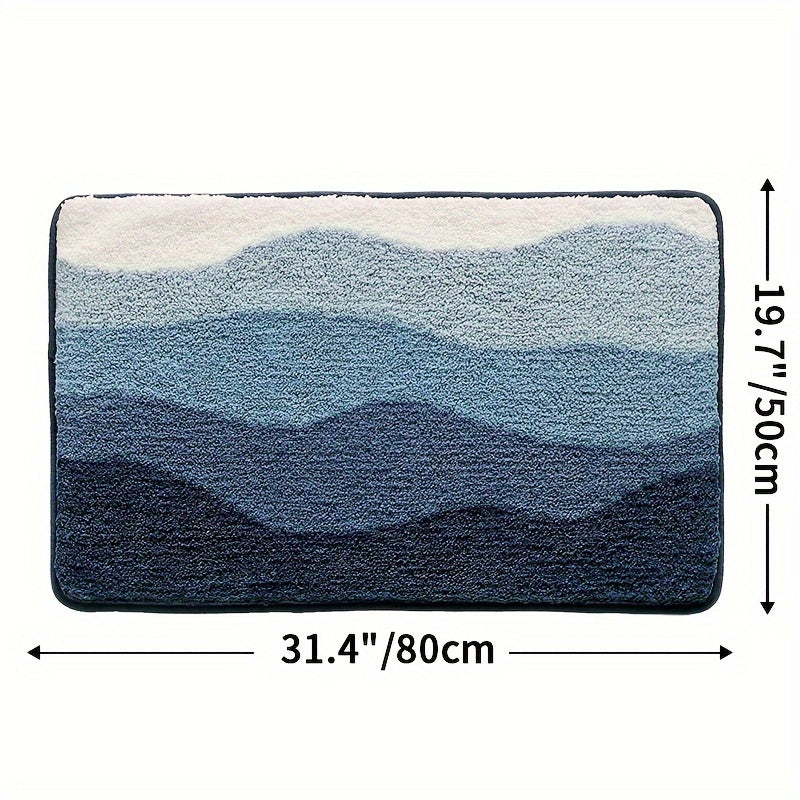 Badezimmerteppich Rutschfest & Saugstark – Extra Weiche Badematte im Berglandschaft Design für Dusche, Badewanne & Waschbecken